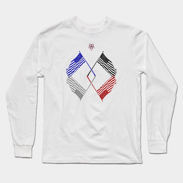 EMBLEM n 4 FLAGS Front Long Sleeve T-Shirt by Plutocraxy